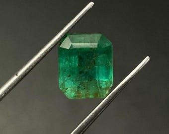 Natural Zambian Emerald Gemstone Vivid Green Emerald Cut May Birthstone