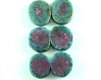 Wholesale Ruby Zoisite Unpolished Slices 2 Piece Pair (3 Pairs) Nice Quality Ruby Zoisite Slice Stone 34.50 Carats Perfect Pairs