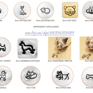 ImpressArt DOG & CAT Stamps Dog Paw Dog Bone Sitting Cat Sleeping Cat Terrier German Shepherd Doberman Boxer Dog Face Cat face animal stamps