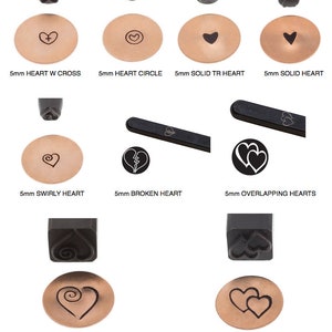 5mm or 10mm Eurotool Heart stamps Overlapping Hearts Swirly heart solid Heart Cross Metal Stamps, diy jewelry stamping metal working stamps
