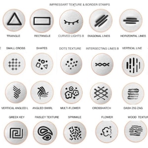 ImpressArt TEXTURE Stamps - Flowers, Circle, Dots, Triangle, Rectangle, Dash Zig Zag, Wood, Cross, Sprinkle, cross hatch, Greek Key