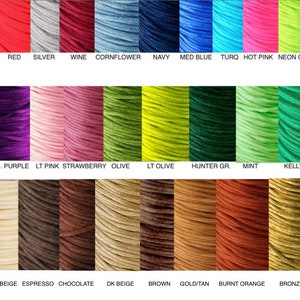 1.5mm SATIN RATTAIL Cord, Premium Satin Rattail, DIY Organza Necklace Cord, Shamballa bracelet cord, macrame, kumihimo, necklace cord