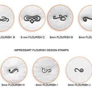 ImpressArt FLOURISH Metal Design stamps - French Lily, Corner Mandala, Flourish B,E,F,G,H,I, or J, jewelry stamps, diy jewelry stamping