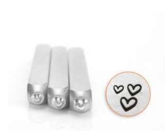 ImpressArt 3PC HEART Stamp Set, Hearts Design stamp set, Heart stamps, jewelry stamps, metal stamps, metal stamping tools