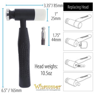 Beadsmith Whammer 3 in 1 Chasing Hammer, Wire working Hammer, Wire hardening hammer, dapping hammer, chasing hammer, vinyl head hammer