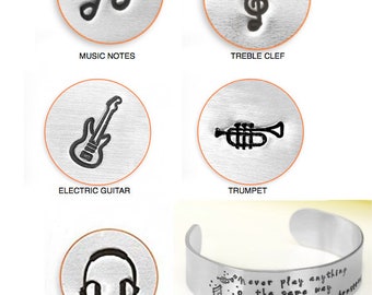 Beaducation Music Note Metal Design Stamp 5mm Musical Sheet Musician Song Play Instrument Punch Stamping Tool Hand Stamped DIY Jewelry Crafts Original Metal Design Stamps