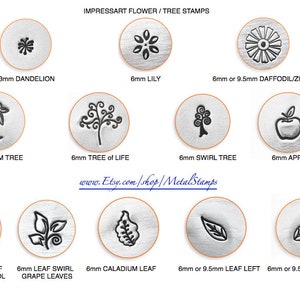 ImpressArt FLOWER/ Tree Stamps Dandelion Daffodil Palm Tree of Life apple left right leaf swirl maple DIY Metal Stamping