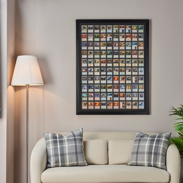 100 Trading Card Frame | Pokemon, MTG, Yu-Gi-Oh!, Sports | UV Protection | Satin Black Hardwood 