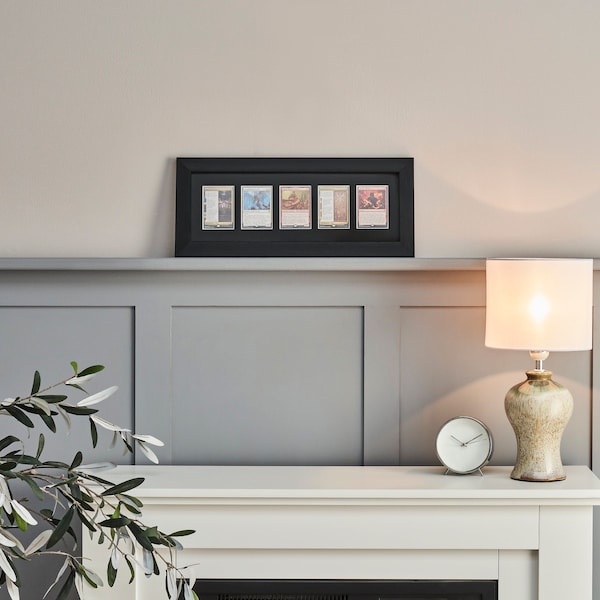 Marco para 5 cartas coleccionables / Pokémon, MTG, Yu-Gi-Oh!, Deportes / Protección UV / Madera negra satinada