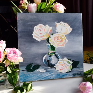 Handmade Acrylic Roses Painting