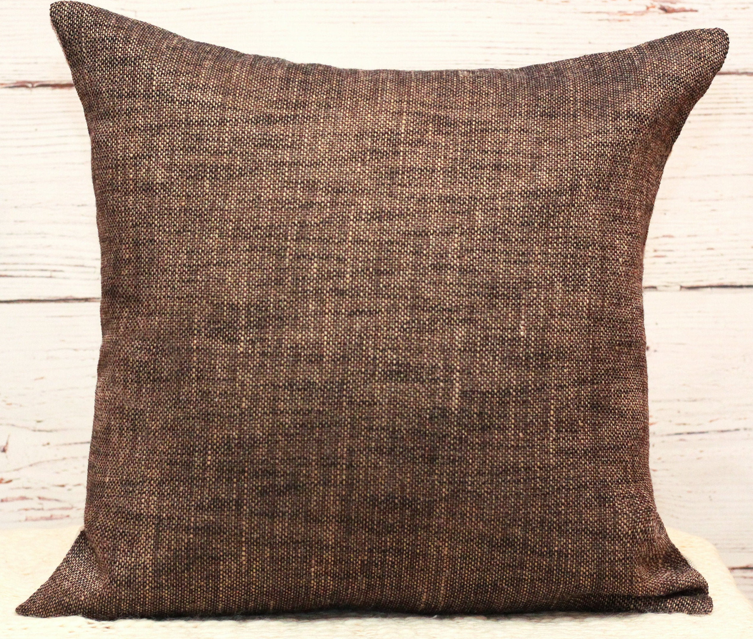 Dark Brown Pillow Cover 20x20 Linen Pillow Etsy
