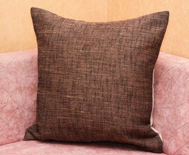 Dark Brown Pillow Cover 20x20 Linen Pillow Etsy