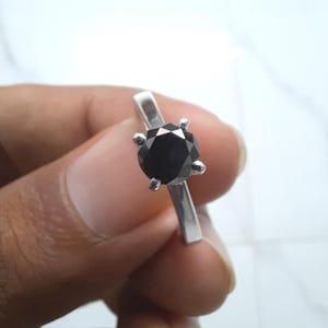 1.41 Ct Black Diamond Engagement Ring Women - Black Diamond Ring for Her | made by 14Kt White Gold | Ring Size 6.5 US