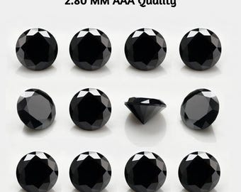 2.80 mm Round Cut Black Diamonds Loose | Treated Black Melee Diamonds for Jewelry Making