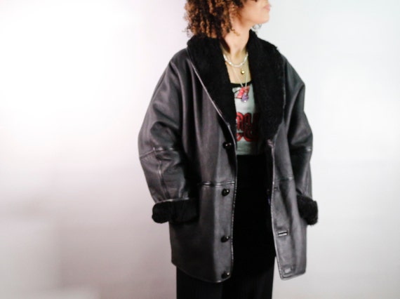 Vintage black sheepskin coat