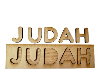 Custom Wood Name Puzzle: Unpainted DIY Kids Toy