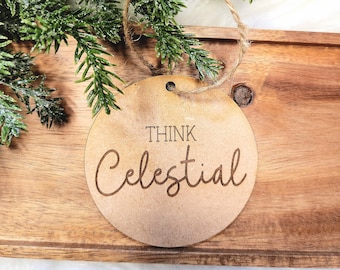 Laser Engraved Wood Christmas Ornament: Think Celestial