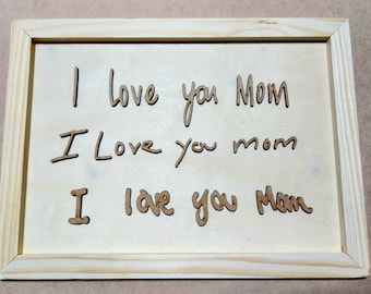 NEW FRAME Handwriting Gift | Custom Handwriting Sign | Family Keepsake | Wooden Signs | Moms Handwriting | Childs Handwriting |Memorial Gift