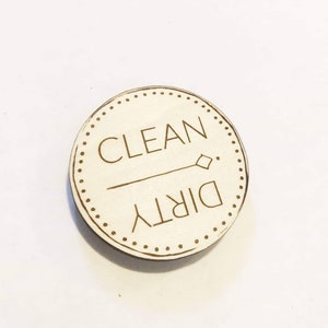 Wooden laser,  engraved dishwasher magnet, clean dirty,  dishes magnet