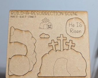 DIY Easter Jesus He is risen Tomb : Unfinished diy Wood Craft