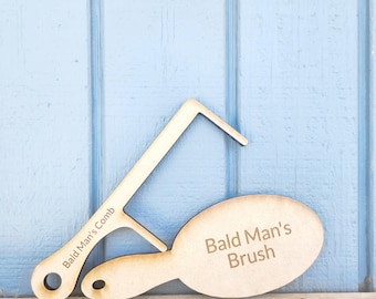 Mens Bald Gag gift, funny mens bald comb and bald brush, Gifts for him, bald brush and bald man&#39;s comb