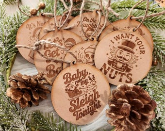 Naughty and Funny Ornaments for all, Christmas white elephant gift ideas.