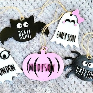Halloween-Korb-Tag, Boo-Korb-Tag, personalisierte Namensschild, gruselige Taschenanhänger