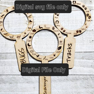 Digital SVG FILE- Digital only Scavenger Hunt / Bugs / Animal Tracks /  Wooden Seek and Find/ Finder Wands / Outdoor Activity/SVG, Glowforge