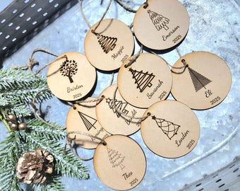 Personalized Minimalist Christmas Ornaments: Rustic Tree Decor