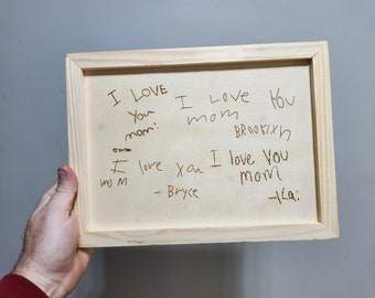 Engraved Handwriting Sign: Custom Family Keepsake, Wooden Sign