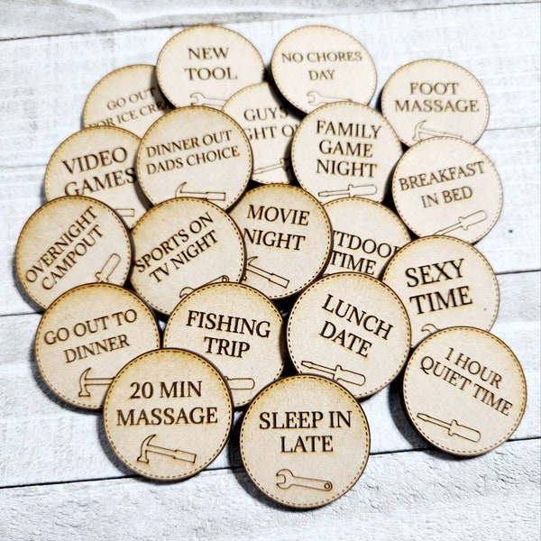 20 Token Gifts for Him/ Fathers Day Tokens / Gift Idea For Him Tokens / Husbands Gift/ Tokens for Dad