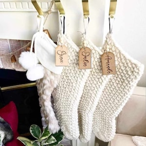 Engraved wooden stocking tags/Christmas stocking tags/Christmas decor/stocking name tags