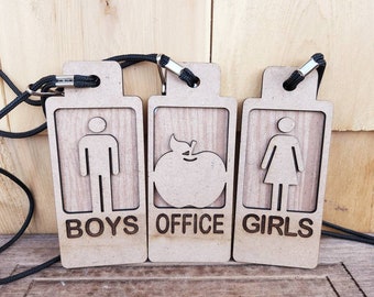 Classroom Wooden Hall Pass| school hall pass| teacher bathroom pass| teacher hall pass set