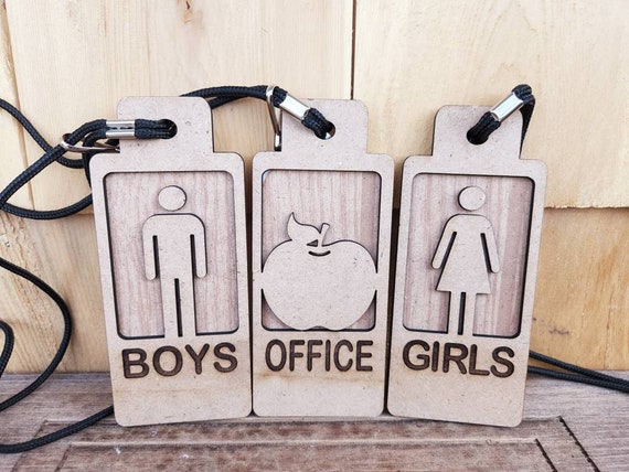 Pases De Baño Con Cordón - Pack De 6, Azul Y Rosa, Para Hombres Y Mujeres, Ideal Para Aulas Y Oficinas