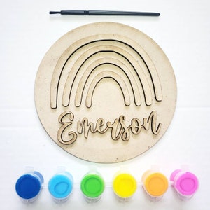 Custom DIY Wood Paint Kit: 6&quot; Acrylic Craft, Rainbow Design