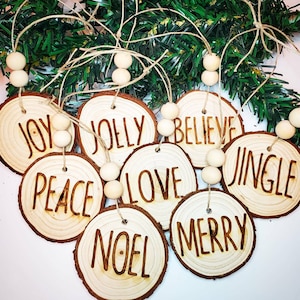 Laser Engraved Wood Christmas Ornaments - Set of 8