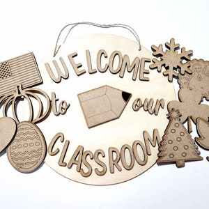 Interchangeable Welcome Sign | Welcome To My Classroom | DIY KIT| Teacher Welcome Sign | Classroom Sign | Teacher Door Hanger
