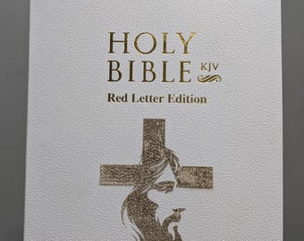 Custom Engraved KJV Bibles - White Red letter and Regular white