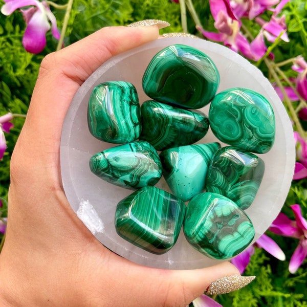 Pierre roulée en malachite | Cristal de malachite | Une note | Malachite Tumble Au Royaume-Uni | Malachite authentique