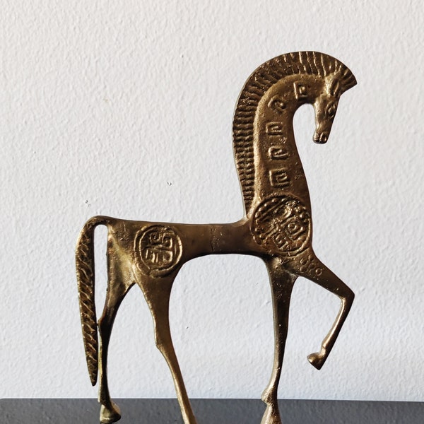 Mid Century Etruscan Style Brass Horse MCM Decor Brass Sculptures Brass Horse Italian Art