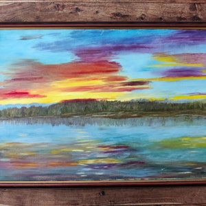 Vintage Landscape Painting by Burleson Original Art Vintage Texas Paintings Seascape Paintings