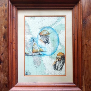 Vintage SSK Murr handkolorierte Seekarte Vintage Maps Seekarten SSK Murr Maps Maritime Kunst Nautische Kunst