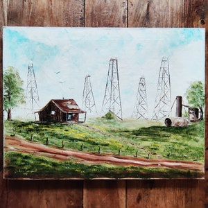 Jo Ann Campbell Oil Painting Spindletop Texas Original Art Vintage Texas Paintings