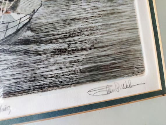 Glen P Weber Sailboat Etching Original Art Louisiana Art