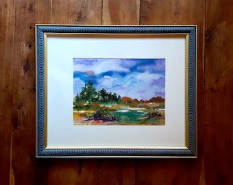 Vintage Watercolor Painting by E Hart Original Art Landscape Paintings E Hart Artist