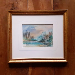 Original Watercolor Landscape Painting: British Art with Wood Frame