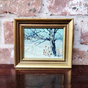 Mid Century Landscape Painting by Berteen Lewis Original Art Miniature Paintings Landscape Paintings Vintage Texas Paintings