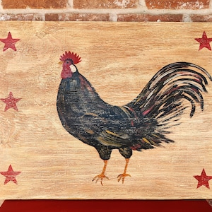 Vintage Folk Art Rooster Painting Original Art Folk Art Paintings Rooster Paintings