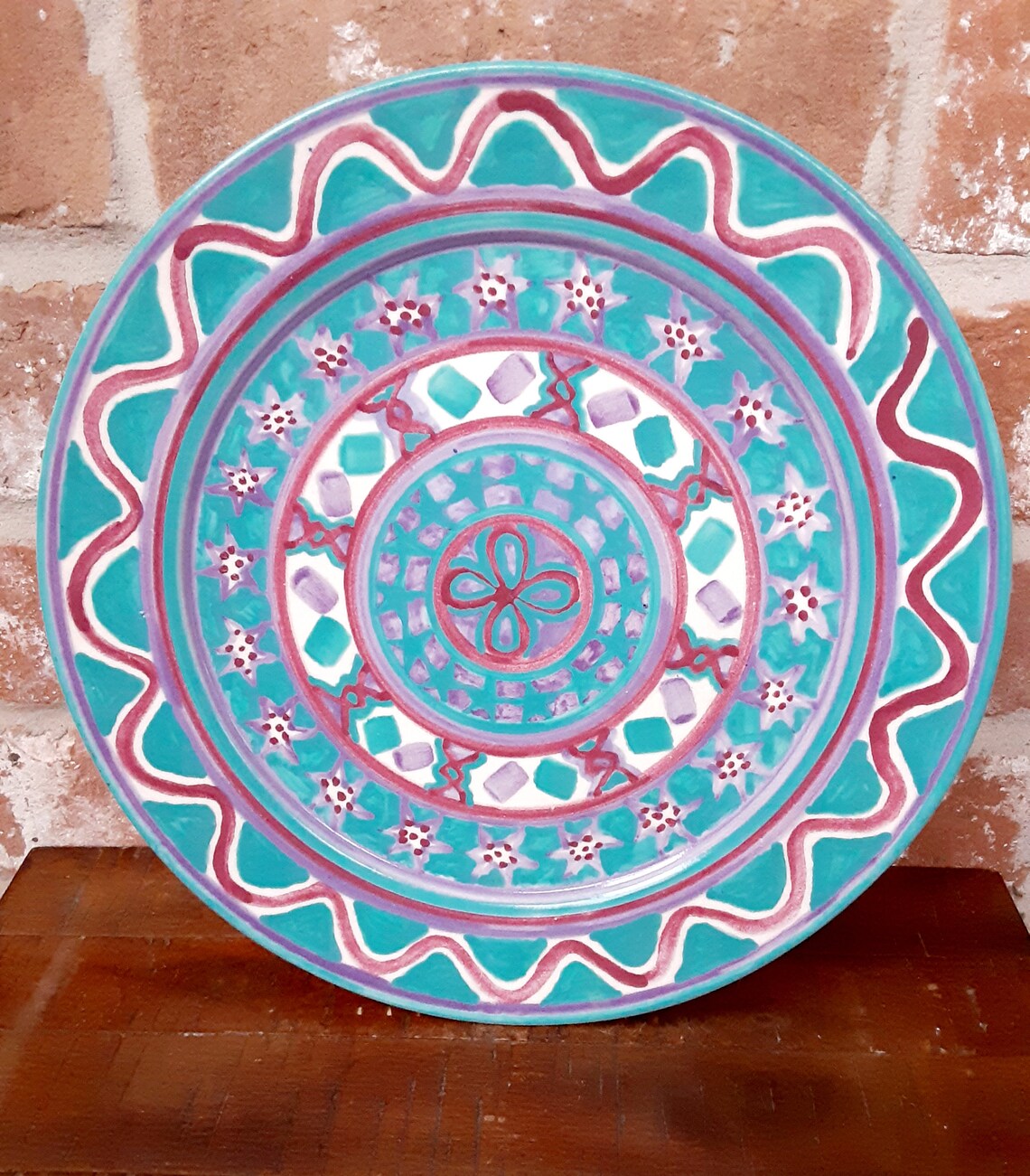 Art Pottery Decorative Charger Plate Signed Decorative Etsy