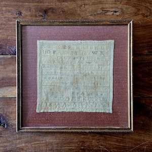 Antique Alphabet Sampler By Hannah Newton Needlework Sampler Folk Art New England Antique Samplers